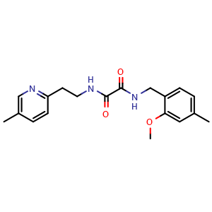Chemical structure of N1-(2-methoxy-4-methylbenzyl)-N2-(2-(5-methylpyridin-2-yl)ethyl)oxalamide , CAS 745047-94-3, AChemBlock X189349