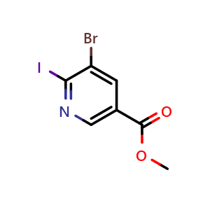 Chemical structure of methyl 5-bromo-6-iodonicotinate , CAS 1174028-21-7, AChemBlock X189350