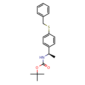 Chemical structure of tert-butyl N-[(1R)-1-(4-benzylsulfanylphenyl)ethyl]carbamate , CAS 2684294-31-1, AChemBlock X189354