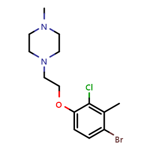 Chemical structure of 1-(2-(4-bromo-2-chloro-3-methylphenoxy)ethyl)-4-methylpiperazine , CAS 2172820-44-7, AChemBlock X189377