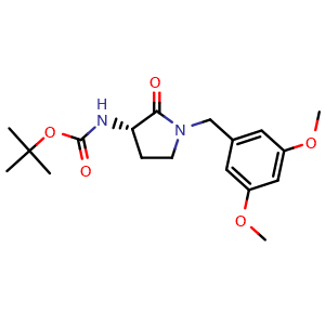 Chemical structure of (S)-tert-Butyl (1-(3,5-dimethoxybenzyl)-2-oxopyrrolidin-3-yl)carbamate , AChemBlock X189385