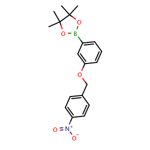 Chemical structure of 4,4,5,5-tetramethyl-2-(3-((4-nitrobenzyl)oxy)phenyl)-1,3,2-dioxaborolane , CAS 2226818-91-1, AChemBlock X189403