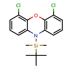 Chemical structure of 10-(tert-Butyldimethylsilyl)-4,6-dichloro-10H-phenoxazine , CAS 120033-19-4, AChemBlock X189421