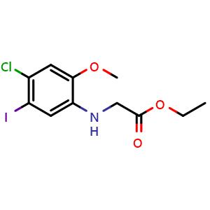 Chemical structure of ethyl (4-chloro-5-iodo-2-methoxyphenyl)glycinate , CAS 1508278-50-9, AChemBlock X189426