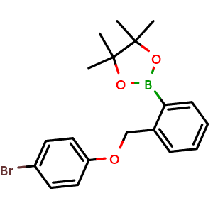 Chemical structure of 2-(2-((4-bromophenoxy)methyl)phenyl)-4,4,5,5-tetramethyl-1,3,2-dioxaborolane , CAS 2246758-17-6, AChemBlock X189458