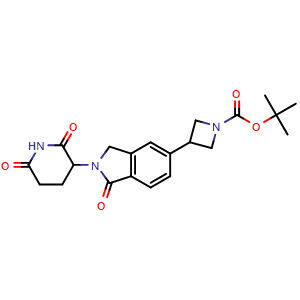 Chemical structure of 3-[5-(1-Boc-3-azetidinyl)-1-oxo-2-isoindolinyl]piperidine-2,6-dione , CAS 2698398-69-3, AChemBlock X189469