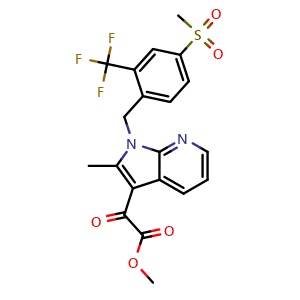 Chemical structure of methyl 2-(1-(2-(trifluoromethyl)-4-(methylsulfonyl)benzyl)-2-methyl-1H-pyrrolo[2,3-b]pyridin-3-yl)-2-oxoacetate , AChemBlock X189498