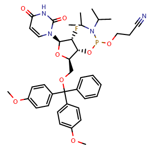 Chemical structure of 2'-F-dU-CE-Phosphoramidite , CAS 146954-75-8, AChemBlock X189543