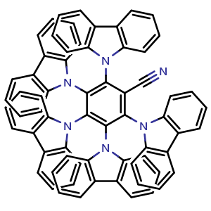 Chemical structure of 2,3,4,5,6-penta(9H-carbazol-9-yl)benzonitrile , CAS 1469700-24-0, AChemBlock X189564