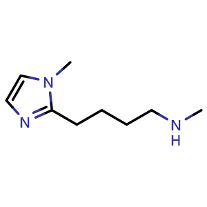 Chemical structure of N-methyl-4-(1-methyl-1H-imidazol-2-yl)butan-1-amine , CAS 1540792-14-0, AChemBlock X189580