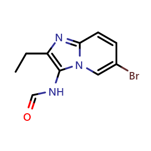 Chemical structure of N-(6-bromo-2-ethylimidazo[1,2-a]pyridin-3-yl)formamide , CAS 1628263-74-0, AChemBlock X189582