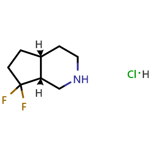 Chemical structure of (4aR,7aR)-7,7-difluoro-1,2,3,4,4a,5,6,7a-octahydrocyclopenta[c]pyridine hydrochloride , AChemBlock X189604