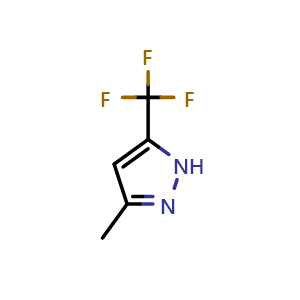Chemical structure of 5-Methyl-3-(trifluoromethyl)-1h-pyrazole , CAS 10010-93-2, AChemBlock X189633