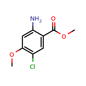 Chemical structure of Methyl 2-amino-5-chloro-4-methoxybenzoate , CAS 79025-26-6, AChemBlock X189710