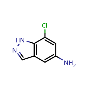 Chemical structure of 7-Chloro-1H-indazol-5-amine , CAS 864082-49-5, AChemBlock X189716