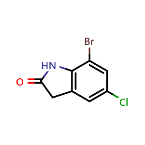 Chemical structure of 7-Bromo-5-chloroindolin-2-one , CAS 215433-19-5, AChemBlock X189720