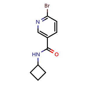 Chemical structure of 6-bromo-N-cyclobutylnicotinamide , CAS 1276014-64-2, AChemBlock X189758
