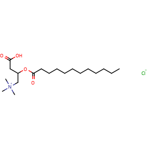 Chemical structure of Lauroyl-L-carnitine (chloride) , CAS 6919-91-1, AChemBlock X189776