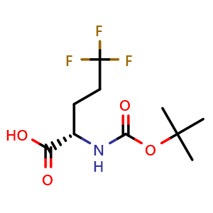 Chemical structure of (S)-2-((tert-Butoxycarbonyl)amino)-5,5,5-trifluoropentanoic acid , CAS 453556-65-5, AChemBlock X189779