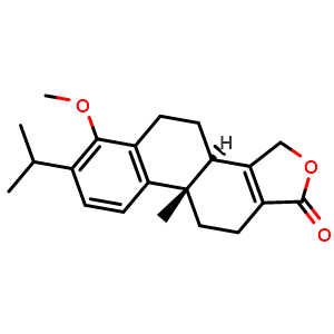 Chemical structure of (3bR,9bS)-7-isopropyl-6-methoxy-9b-methyl-3b,4,5,9b,10,11-hexahydrophenanthro[1,2-c]furan-1(3H)-one , CAS 74311-48-1, AChemBlock X189807