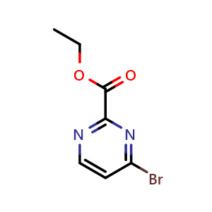Chemical structure of Ethyl4-bromopyrimidine-2-carboxylate , CAS 1379364-87-0, AChemBlock X189815