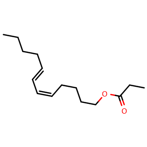Chemical structure of (5Z,7E)-dodeca-5,7-dienyl propionate , AChemBlock X189825
