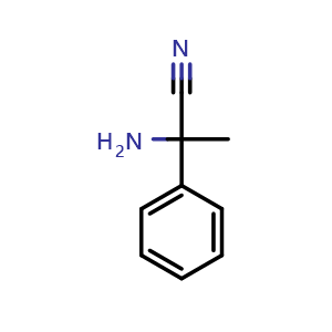 Chemical structure of 2-Amino-2-phenylpropanenitrile , CAS 4355-46-8, AChemBlock X189845