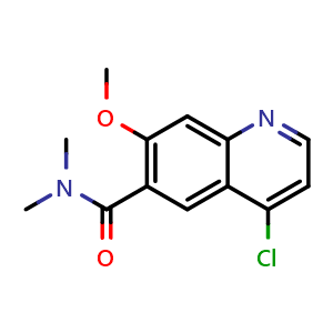 Chemical structure of 4-Chloro-7-methoxy-N,N-dimethylquinoline-6-carboxamide , CAS 417723-66-1, AChemBlock X189862