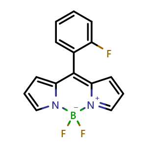 Chemical structure of 5,5-Difluoro-10-(2-fluorophenyl)-5H-dipyrrolo[1,2-c:2',1'-f][1,3,2]diazaborinin-4-ium-5-uide , CAS 2545563-29-7, AChemBlock X189875