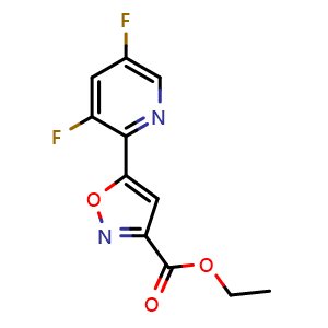 Chemical structure of Ethyl 5-(3,5-Difluoro-2-pyridyl)isoxazole-3-carboxylate , CAS 2938997-59-0, AChemBlock X189888