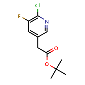 Chemical structure of tert-Butyl 2-(6-Chloro-5-fluoro-3-pyridyl)acetate , CAS 1243246-09-4, AChemBlock X189892