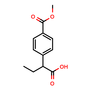 Chemical structure of 2-[4-(Methoxycarbonyl)phenyl]butanoic acid , CAS 1824007-35-3, AChemBlock X189902