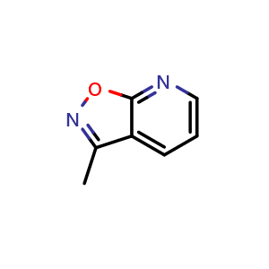 Chemical structure of 3-Methylisoxazolo[5,4-b]pyridine , CAS 58035-50-0, AChemBlock X189908