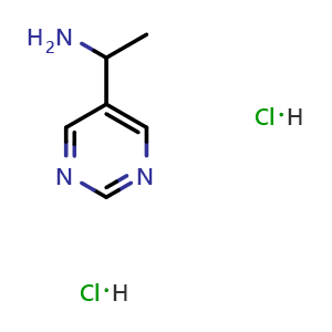 Chemical structure of 1-pyrimidin-5-ylethanamine dihydrochloride , CAS 1965309-74-3, AChemBlock X189933