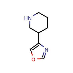 Chemical structure of 4-(3-piperidyl)oxazole , CAS 1367989-82-9, AChemBlock X189953