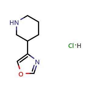 Chemical structure of 4-(3-piperidyl)oxazole hydrochloride , CAS 2743786-20-9, AChemBlock X189954