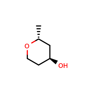Chemical structure of (2R,4S)-2-methyltetrahydropyran-4-ol , CAS 82110-17-6, AChemBlock X189958