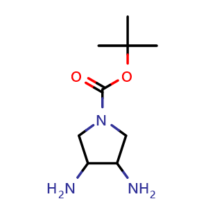 Chemical structure of tert-butyl 3,4-diaminopyrrolidine-1-carboxylate , CAS 1379322-98-1, AChemBlock X189960