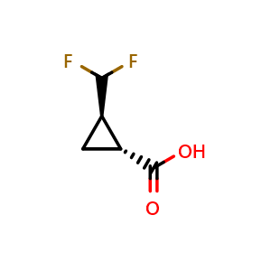 Chemical structure of (1R,2R)-2-(difluoromethyl)cyclopropanecarboxylic acid , CAS 1932447-06-7, AChemBlock X189977