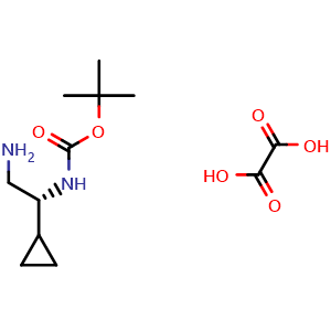 Chemical structure of tert-butyl N-[(1R)-2-amino-1-cyclopropyl-ethyl]carbamate;oxalic acid , CAS 2940860-54-6, AChemBlock X189979