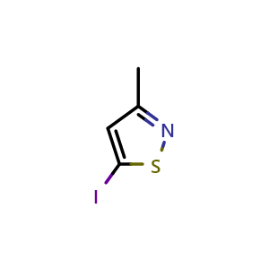 Chemical structure of 5-iodo-3-methyl-isothiazole , CAS 20067-15-6, AChemBlock X189983