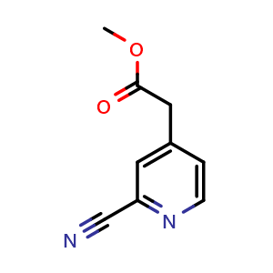 Chemical structure of methyl 2-(2-cyano-4-pyridyl)acetate , CAS 1000342-90-4, AChemBlock X189994