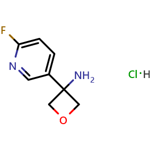 Chemical structure of 3-(6-fluoro-3-pyridyl)oxetan-3-amine hydrochloride , CAS 2940945-53-7, AChemBlock X189996