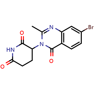 Chemical structure of 3-(7-bromo-2-methyl-4-oxo-quinazolin-3-yl)piperidine-2,6-dione , CAS 1135008-81-9, AChemBlock X190002