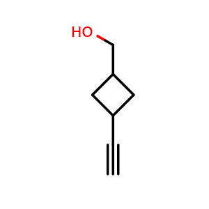 Chemical structure of (3-ethynylcyclobutyl)methanol , CAS 162039-22-7, AChemBlock X190006