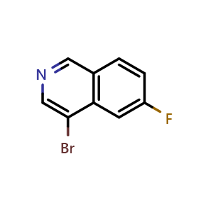 Chemical structure of 4-bromo-6-fluoro-isoquinoline , CAS 1416500-78-1, AChemBlock X190018