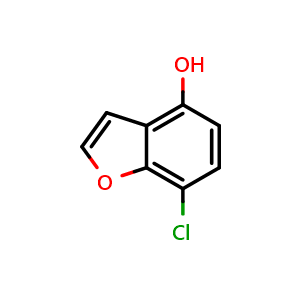 Chemical structure of 7-chlorobenzofuran-4-ol , CAS 1195621-52-3, AChemBlock X190031