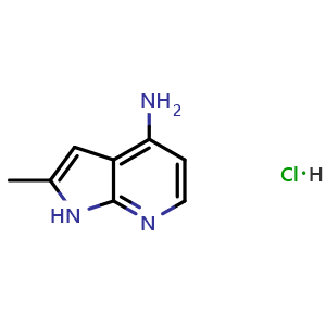 Chemical structure of 2-methyl-1H-pyrrolo[2,3-b]pyridin-4-amine hydrochloride , CAS 2940955-95-1, AChemBlock X190042