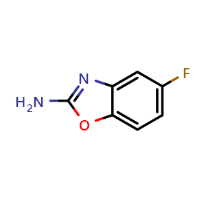 Chemical structure of 2-Amino-5-fluorobenzoxazole , CAS 1682-39-9, AChemBlock X190045
