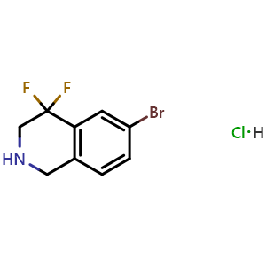 Chemical structure of 6-bromo-4,4-difluoro-2,3-dihydro-1H-isoquinoline hydrochloride , CAS 2680528-48-5, AChemBlock X190048
